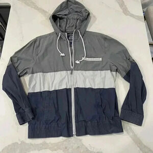 American Rag Cie Jacket Full Zip Windbreaker Track Gray Colorblock Men’s Large